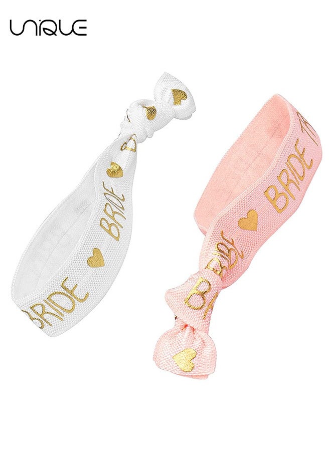 Unique - 11pcs Bride Tribe Hair Ties Bridesmaids Wrist Bands for Bachelorette Wedding Bridal Shower Bride to Be Party Favors(1 White + 10 Rose Gold) - Image 1