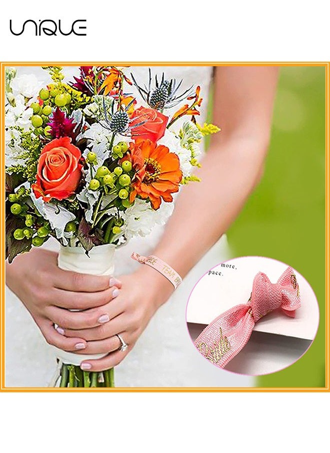 Unique - 11pcs Bride Tribe Hair Ties Bridesmaids Wrist Bands for Bachelorette Wedding Bridal Shower Bride to Be Party Favors(1 White + 10 Rose Gold) - Image 1