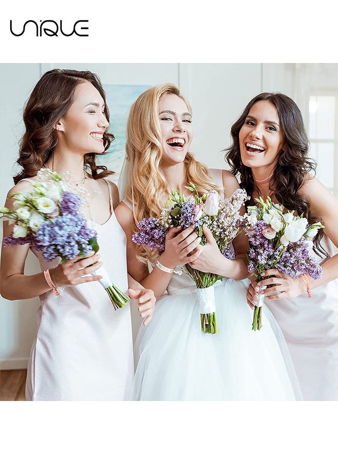 Unique - 11pcs Bride Tribe Hair Ties Bridesmaids Wrist Bands for Bachelorette Wedding Bridal Shower Bride to Be Party Favors(1 White + 10 Rose Gold) - Image 1