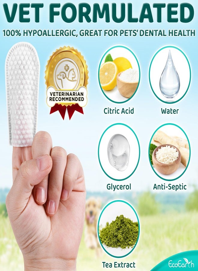 EcoEarth Premium Teeth Cleaning Wipes for Dogs & Cats - 50 Pcs - Pet Dental Care Finger Pads for Fresh Breath & Oral Hygiene - Embossed Pattern & Nano Plastic-Dotting to Remove Plaque & Tartar - Image 3