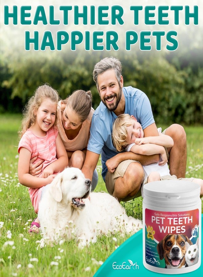 EcoEarth Premium Teeth Cleaning Wipes for Dogs & Cats - 50 Pcs - Pet Dental Care Finger Pads for Fresh Breath & Oral Hygiene - Embossed Pattern & Nano Plastic-Dotting to Remove Plaque & Tartar - Image 5