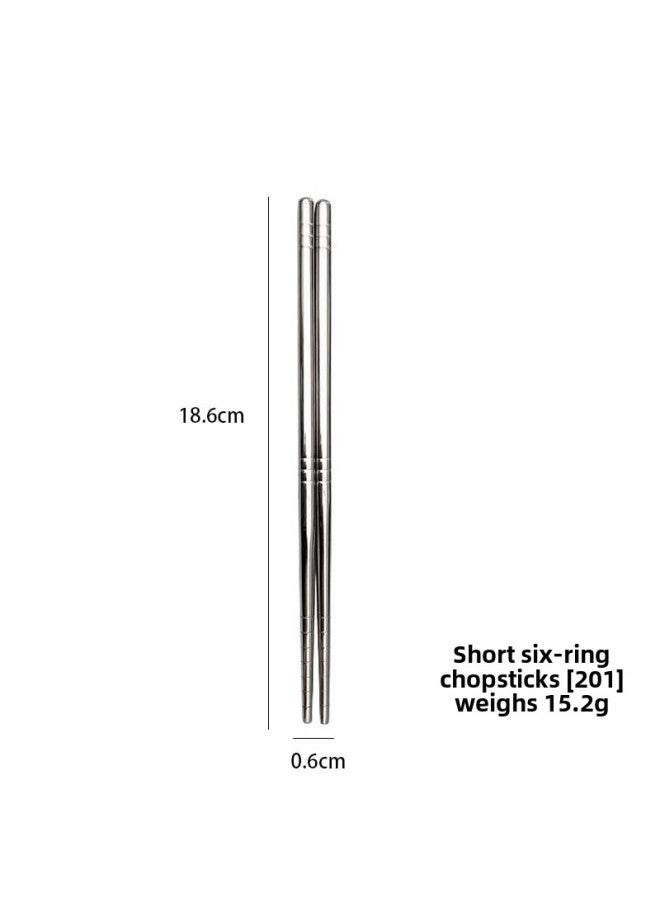 316 Stainless Steel Chopsticks Household Laser Chopsticks All-Square Chopsticks Six-Ring Chopsticks Anti-Slip Bacteriostatic Tableware Chopsticks 10 Pair Set-Specifications:Bsd-56-1 Short Six-ring Chopsticks [201 Material]  - Image 1