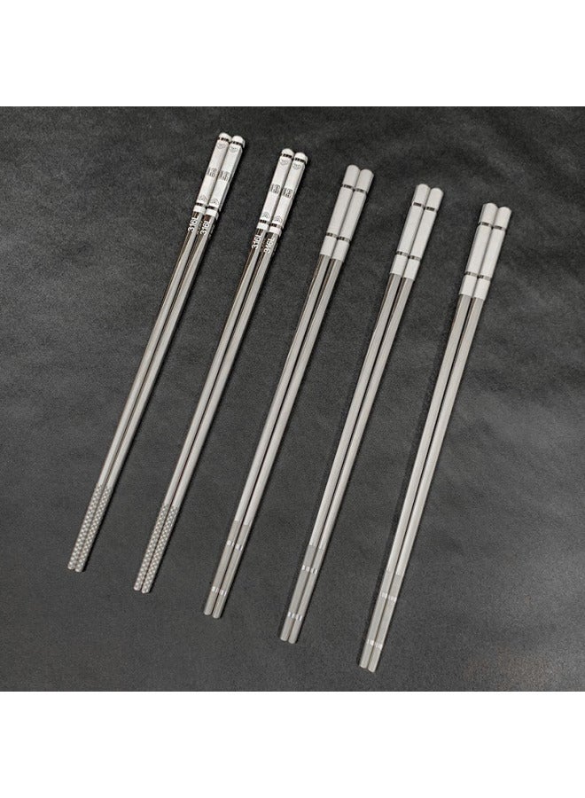 316 Stainless Steel Chopsticks Household Laser Chopsticks All-Square Chopsticks Six-Ring Chopsticks Anti-Slip Bacteriostatic Tableware Chopsticks 10 Pair Set-Specifications:Bsd-56-1 Short Six-ring Chopsticks [201 Material]  - Image 5