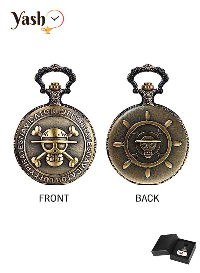Yash Anime Skull One Piece Style Quartz Pocket Watch - Image 4