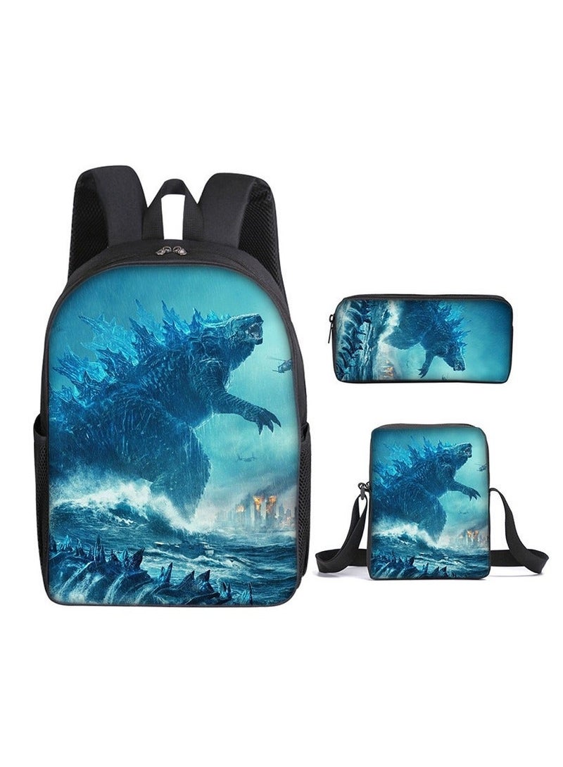 Godzilla New Godzilla Student Backpack Three-piece Set 29*16*42cm