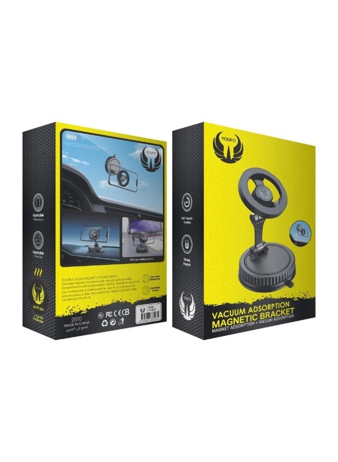 يوفو حامل الجوال المغناطيسي YOUFO – تثبيت بشفط الفاكيوم (Vacuum Suction)، مغناطيس N52 فائق القوة، دوران 360° كامل، متوافق عالمياً (iPhone & Android). - Image 1