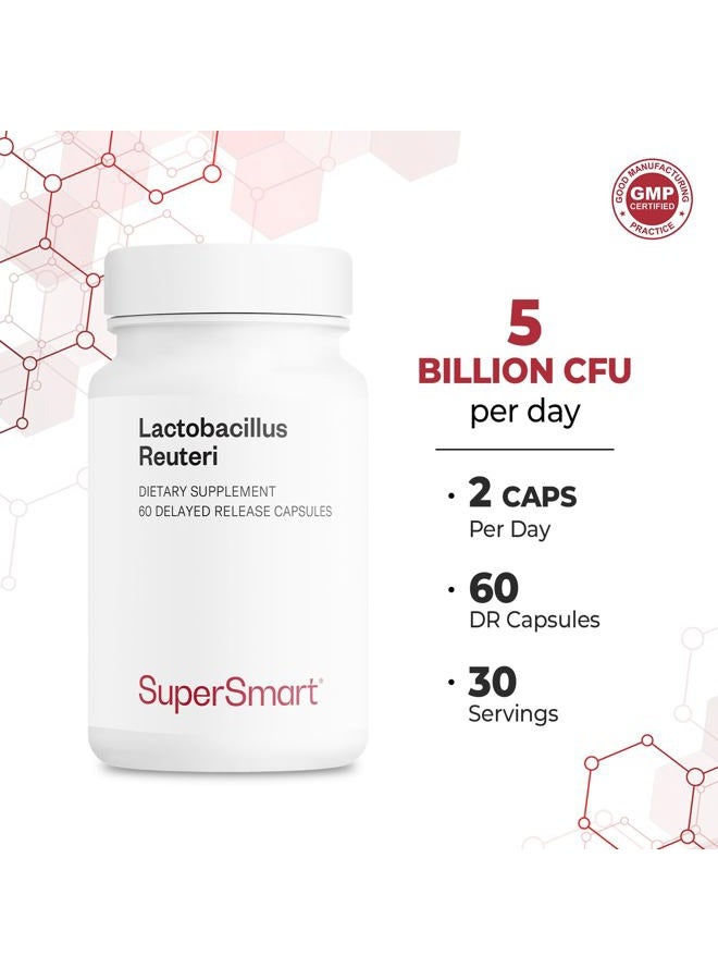SuperSmart لاكتوباسيلس ريوتيري 5 مليار وحدة تشكيل مستعمرات يوميًا - مكمل بروبيوتيك | خالي من الكائنات المعدلة وراثيًا وخالي من الجلوتين - 60 كبسولة DR - Image 4