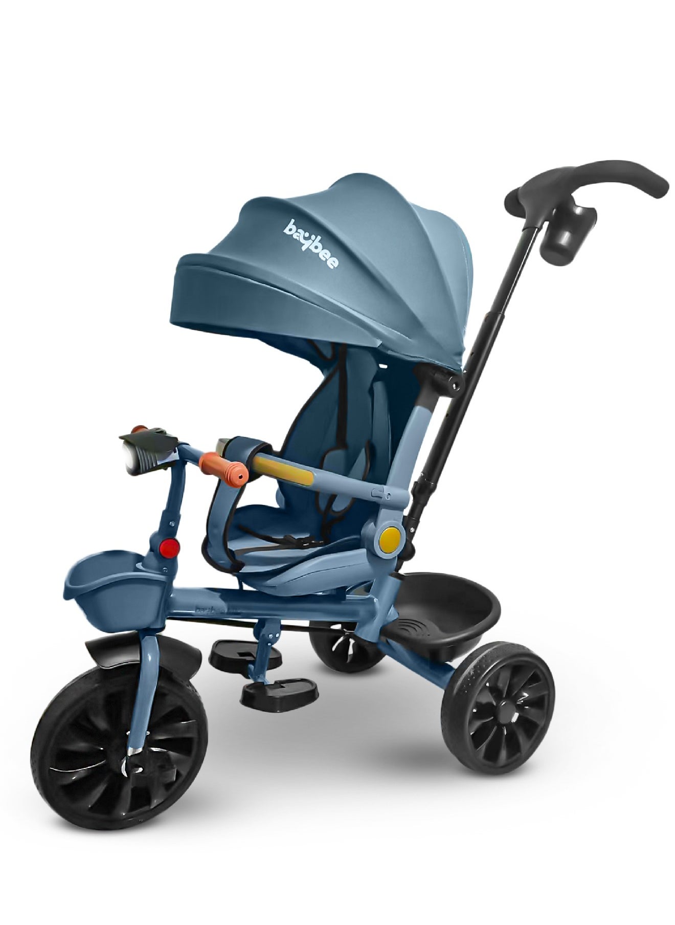 Baybee Hike 3 in 1 Baby Tricycle for Kids, Baby Kids Cycle with Parental Push Handle, Rotatable Seat, Canopy, Light, Safety Bar & Belt | Kids Tricycle Cycle for Kids 1.5 to 5 Years Boy Girl Blue 