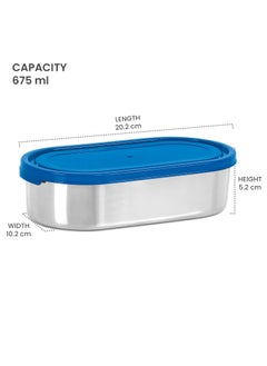 Milton MILTON Steel Slider Stainless Steel Container, 675 ml, Blue | Tiffin | Refrigerator Free| Food Grade  - Image 5