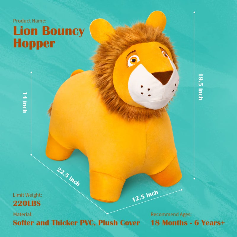 ZOOJOY Bouncy Animal Kids Lion Hopper Toys Plush Animal Bouncing Horse for Toddlers Indoor Outdoor Activity Ride Jumping Horse Gifts for 18 Months 2 3 4 Year Old Boys Girls WPump - Image 3