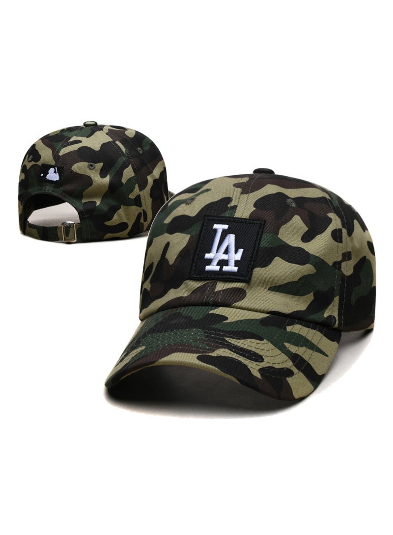New Era MLB Los Angeles Dodgers Camo Dad Hat with Black Patch White LA Logo