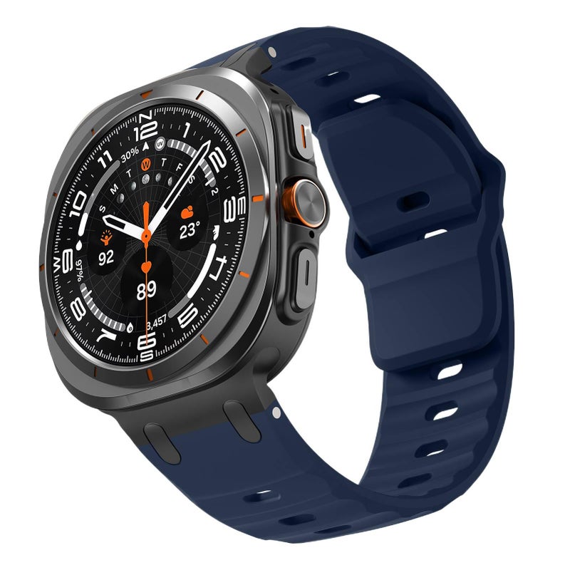 AD سوار ساعة ذكية رياضي من السيليكون متوافق مع Samsung Galaxy Watch Ultra بملاءمة قابلة للتعديل وحزام ناعم للاستبدال اليومي باللون أزرق قابل للتعديل باللون الأزرق - Image 1