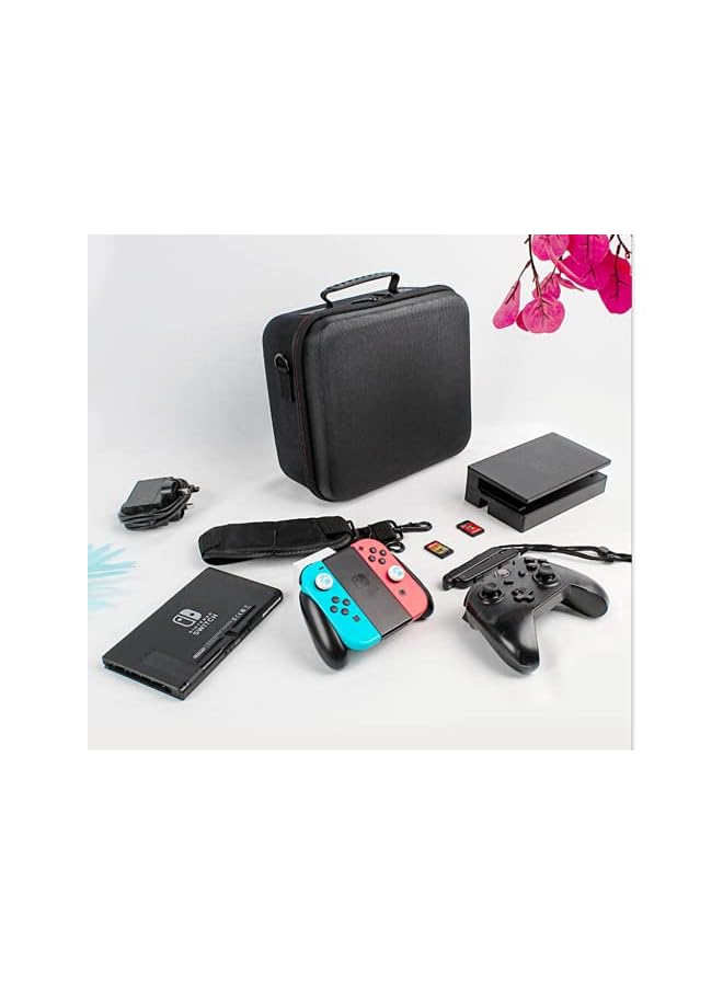 erorex Carrying Case Compatible with Nintendo Switch, Travel Storage Hard Shell Protective Portable Carry Bag with Shoulder Strap for Nintendo Switch Console & Accessories, Pro Controller, Black - Image 2