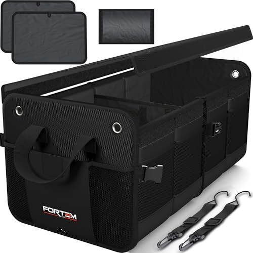 FORTEM Trunk Organizer For SUV Car Organizer and Storage MultiCompartment Storage Bag Car Accessories for Women Men Perfect Christmas Gifts 1680D Oxford Non Slip Bottom Straps Soft Cover 50L - Image 1