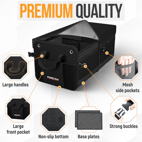 FORTEM Trunk Organizer For SUV Car Organizer and Storage MultiCompartment Storage Bag Car Accessories for Women Men Perfect Christmas Gifts 1680D Oxford Non Slip Bottom Straps Soft Cover 50L - Image 3