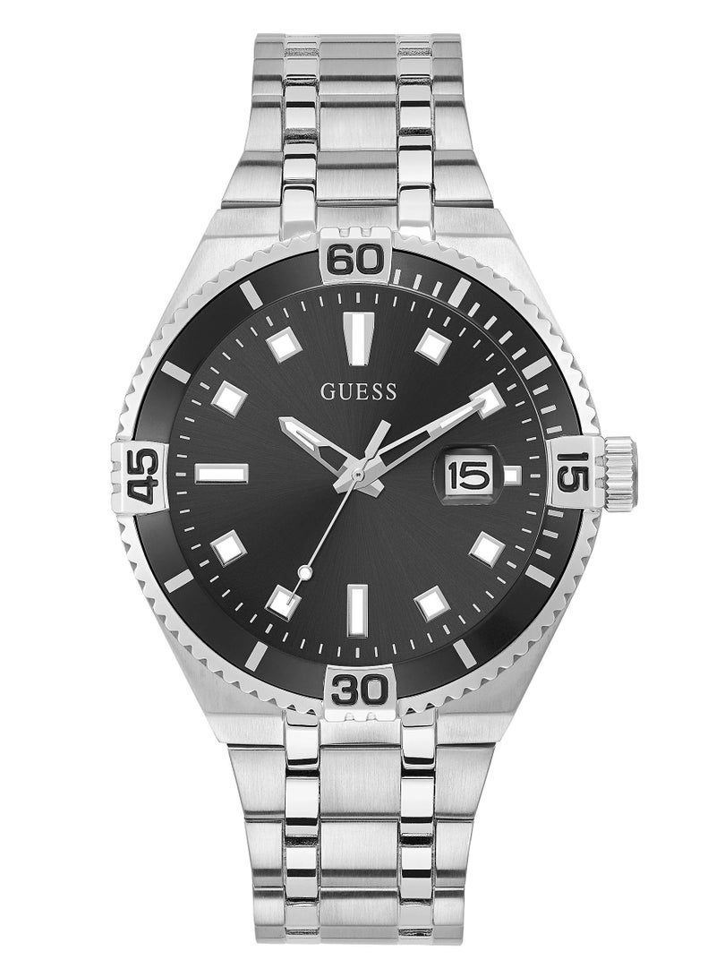 GUESS ساعة كواتز للرجال من غس بعلبة فضية GW0330G1 - Image 1