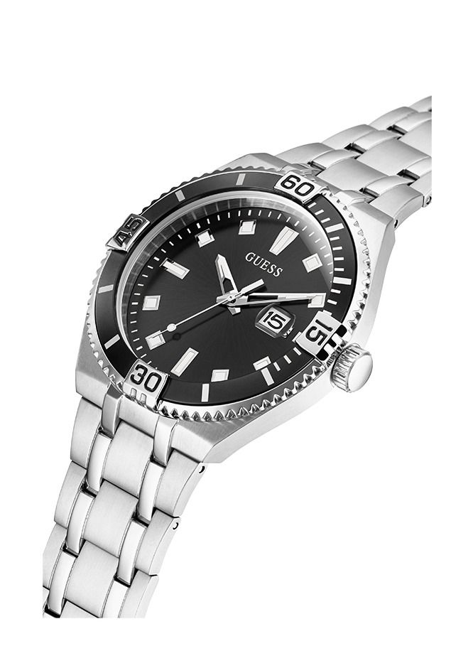 GUESS ساعة كواتز للرجال من غس بعلبة فضية GW0330G1 - Image 3