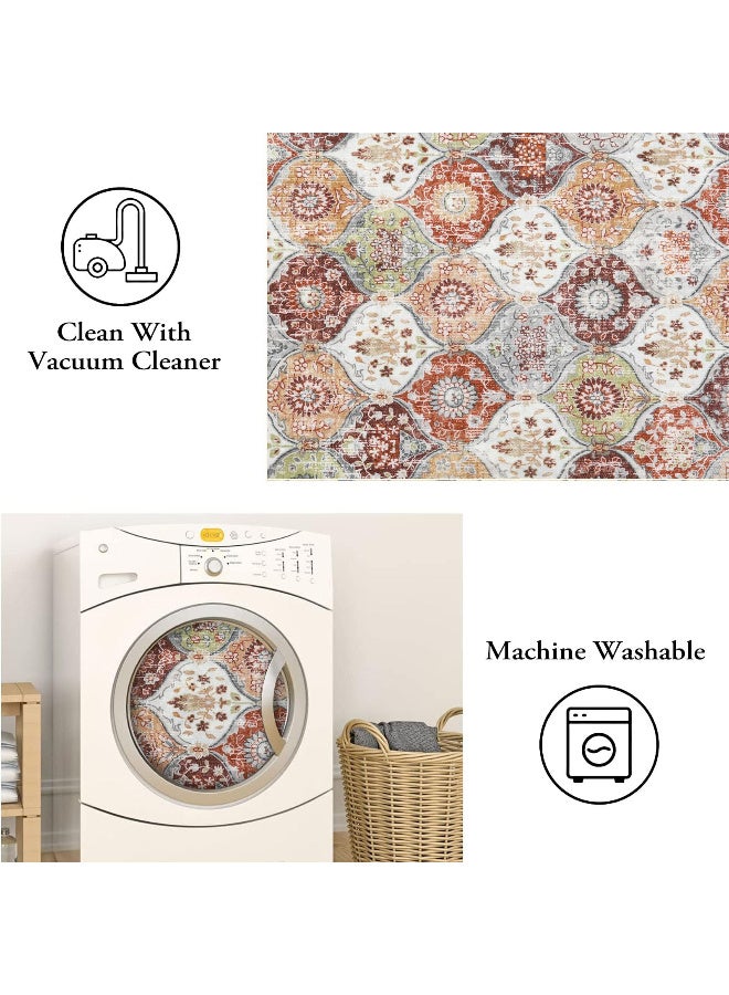 ZERIFAM Area Rugs for Living Room, Moroccan Trellis Washable Small Area Rug, Non-slip Oriental Accent Throw Carpet for Kitchen, Office, Entryway Bathroom, Bedroom, Dining Room - Image 3