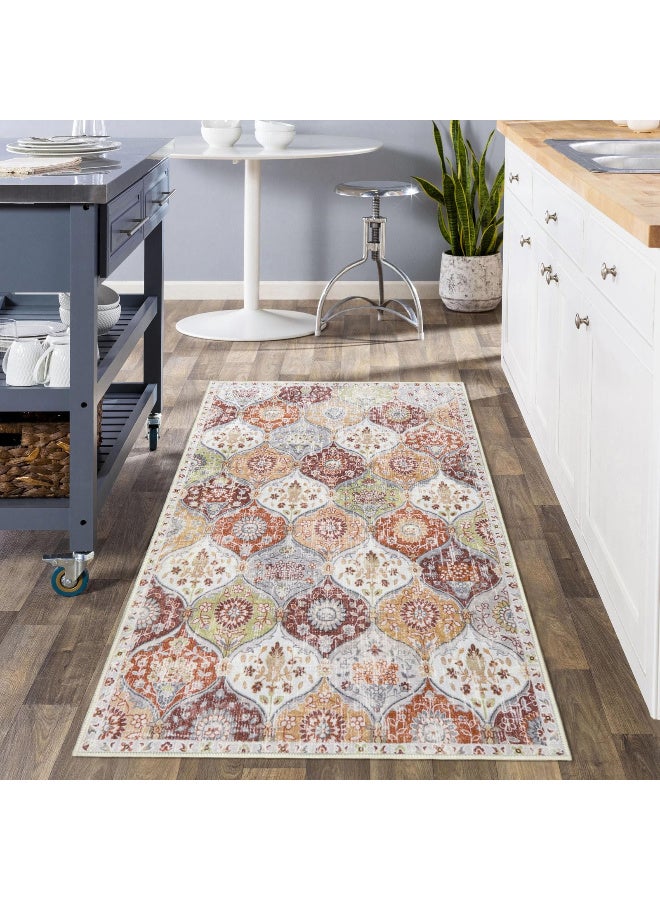 ZERIFAM Area Rugs for Living Room, Moroccan Trellis Washable Small Area Rug, Non-slip Oriental Accent Throw Carpet for Kitchen, Office, Entryway Bathroom, Bedroom, Dining Room - Image 4