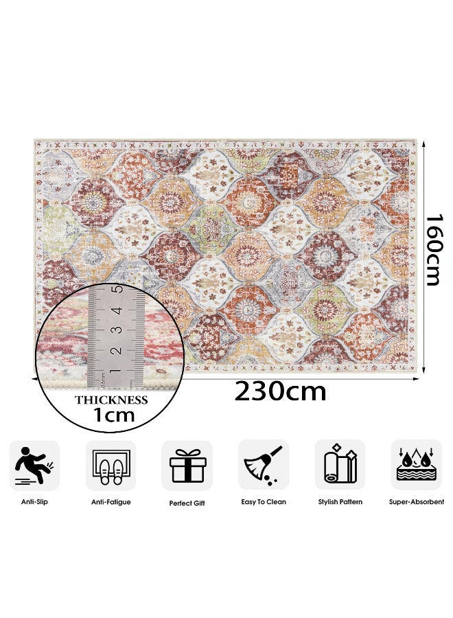 ZERIFAM Area Rugs for Living Room, Moroccan Trellis Washable Small Area Rug, Non-slip Oriental Accent Throw Carpet for Kitchen, Office, Entryway Bathroom, Bedroom, Dining Room - Image 2