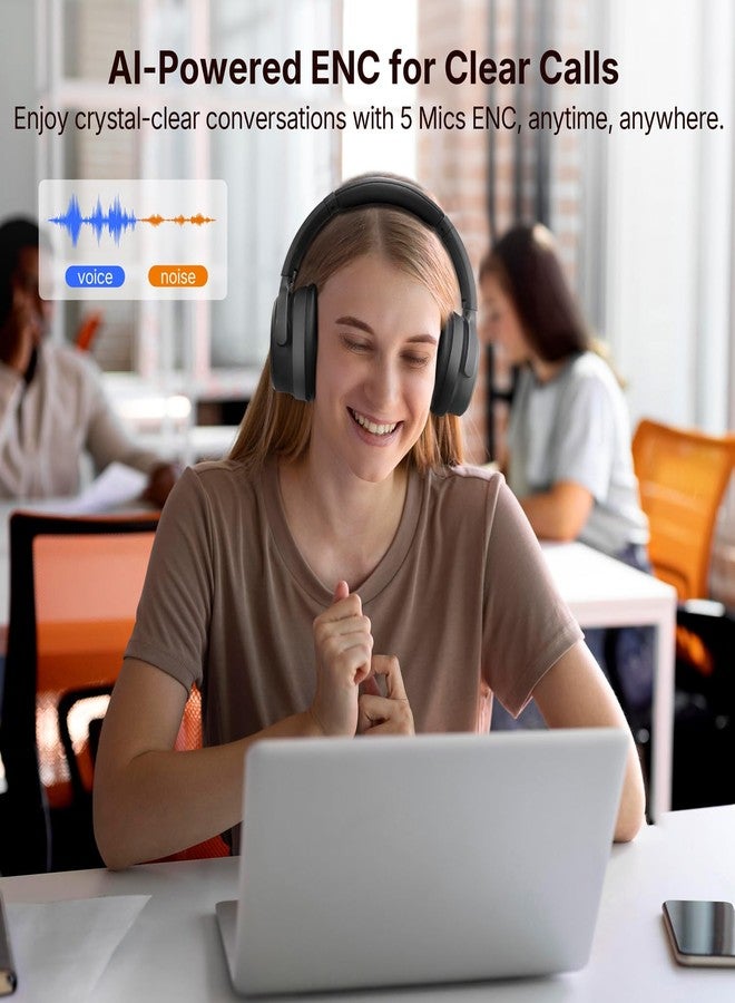 EarFun Tune Pro Active Noise Canceling Headphones, Wireless Bluetooth Headphones with 5 Mics,120H Playtime, Hi-Res Audio, Custom EQ via App, Comfortable Fit, Bluetooth 5.4, Multipoint Connection - Image 5