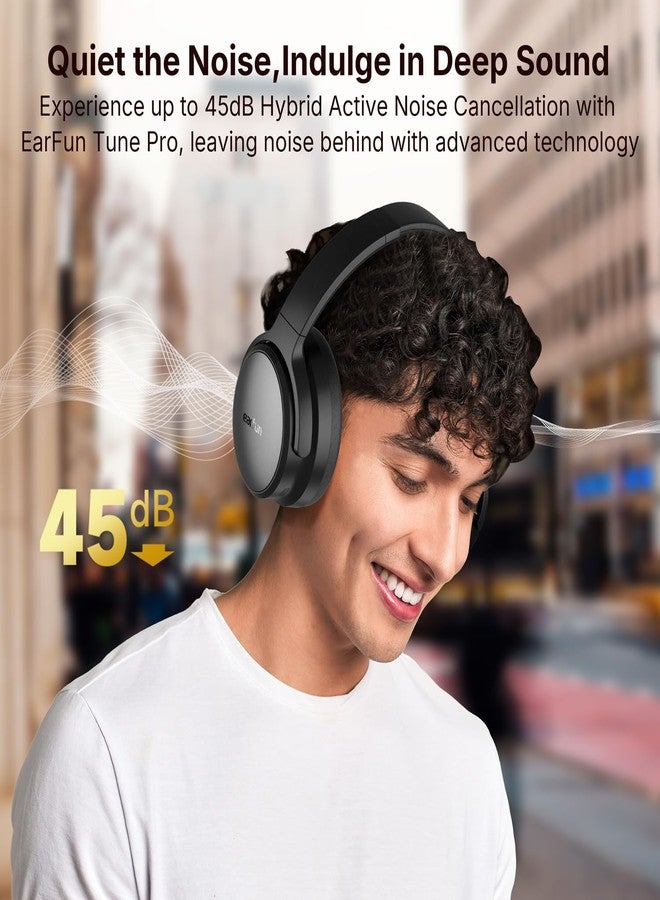 EarFun Tune Pro Active Noise Canceling Headphones, Wireless Bluetooth Headphones with 5 Mics,120H Playtime, Hi-Res Audio, Custom EQ via App, Comfortable Fit, Bluetooth 5.4, Multipoint Connection - Image 2