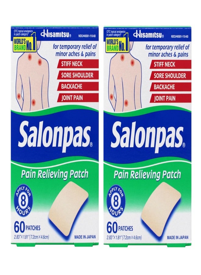 Salonpas Pain Relieving Patch, Extra Strength Topical Analgesic, 60 Ct (Pack of 2) - Image 1