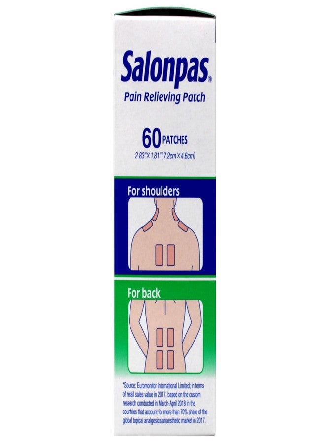 Salonpas Pain Relieving Patch, Extra Strength Topical Analgesic, 60 Ct (Pack of 2) - Image 5