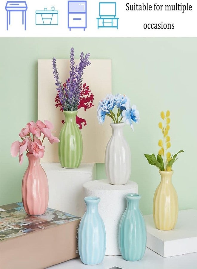 NBEADS 6 Pcs Mini Ceramic Flower Vase, Rustic Decor Vase Modern Farmhouse Multicolored Plain Small Vases for Flowers Small Plants Floral Dining Room Shelf - Image 5