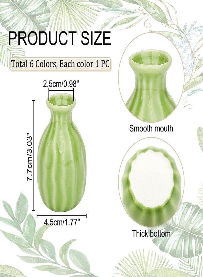 NBEADS 6 Pcs Mini Ceramic Flower Vase, Rustic Decor Vase Modern Farmhouse Multicolored Plain Small Vases for Flowers Small Plants Floral Dining Room Shelf - Image 3