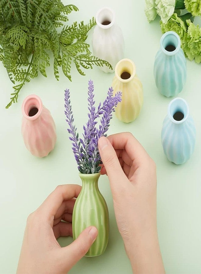 NBEADS 6 Pcs Mini Ceramic Flower Vase, Rustic Decor Vase Modern Farmhouse Multicolored Plain Small Vases for Flowers Small Plants Floral Dining Room Shelf - Image 4