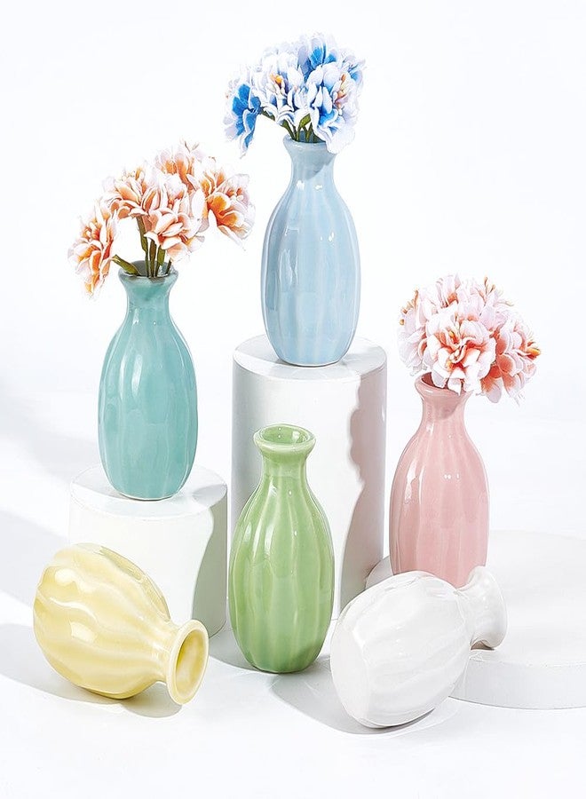 NBEADS 6 Pcs Mini Ceramic Flower Vase, Rustic Decor Vase Modern Farmhouse Multicolored Plain Small Vases for Flowers Small Plants Floral Dining Room Shelf - Image 2