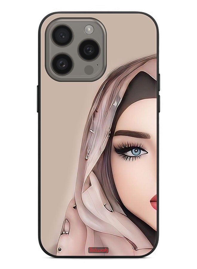 Tolwak Apple iPhone 15 Pro Max Protective Case Cover Half Face Girl Art - Image 2