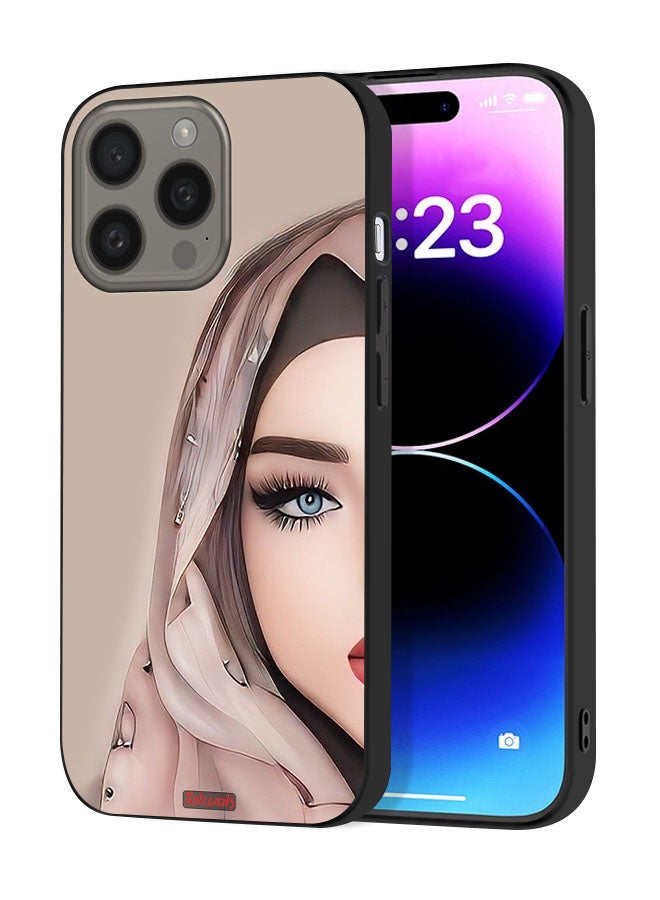 Tolwak Apple iPhone 15 Pro Max Protective Case Cover Half Face Girl Art - Image 1