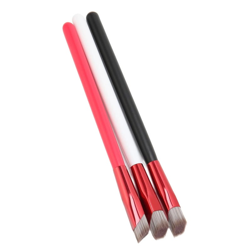 3PCS Brow Concealer Contour Brush Set, Angled Thin Eyebrow Makeup Brush with Soft Nylon, Gray Hair Red White Black Handle for Precise Brow Shaping and Filling - Image 3