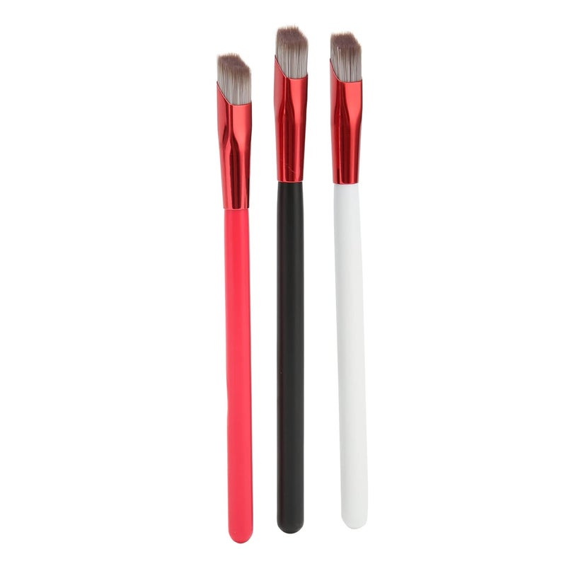 3PCS Brow Concealer Contour Brush Set, Angled Thin Eyebrow Makeup Brush with Soft Nylon, Gray Hair Red White Black Handle for Precise Brow Shaping and Filling - Image 1
