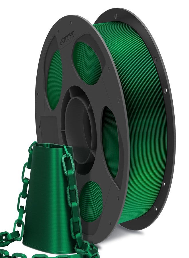ANYCUBIC Silk Christmas Filament for Christmas Gifts and Decorations, Shiny 3D Printer PLA Filament 1.75mm Dimensional Accuracy +/- 0.02mm, 1KG Reusable Spool (2.2 lbs), Silk Christmas Green - Image 1