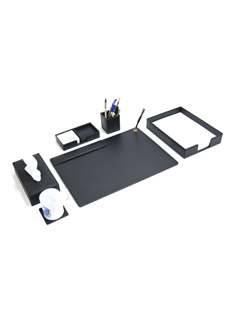 FIS 5 Piece FIS Executive Desk Set in Gift Box, Italian PU, Black Color - FSDS221BK - Image 1