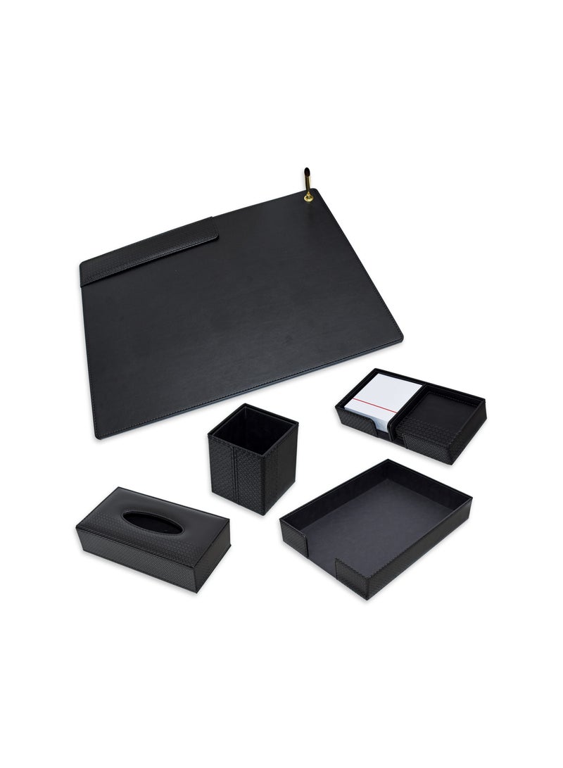 FIS 5 Piece FIS Executive Desk Set in Gift Box, Italian PU, Black Color - FSDS221BK - Image 2