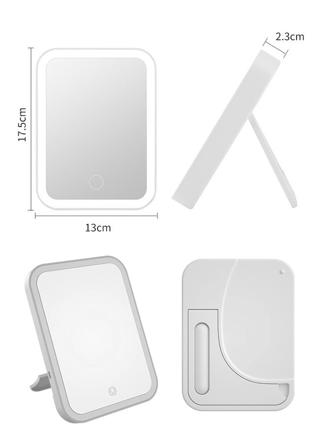 ماركة غير محددة - مصباح مرآة مكياج محمول بإضاءة LED، قابل لإعادة الشحن عبر USB، أبيض - Image 1