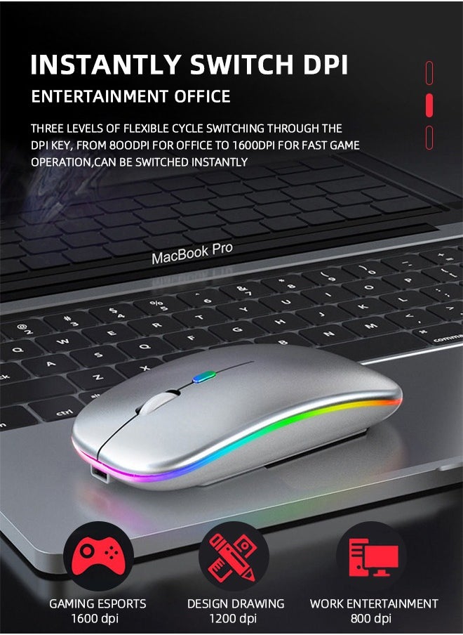 ZORIK - Ultra-Thin Wireless Bluetooth Mouse ,Bluetooth 5.1 + USB, 2.4G Rechargeable 600.0 mAh M40 Wireless Silent Mouse Ergonomic Design 3 Adjustable DPI Black - Image 1