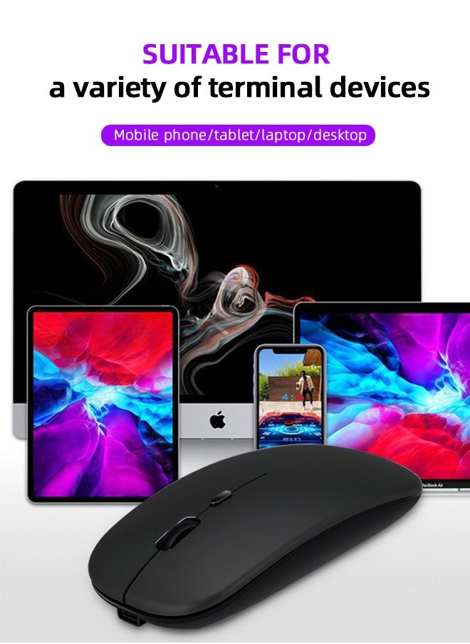ZORIK - Ultra-Thin Wireless Bluetooth Mouse ,Bluetooth 5.1 + USB, 2.4G Rechargeable 600.0 mAh M40 Wireless Silent Mouse Ergonomic Design 3 Adjustable DPI Black - Image 1