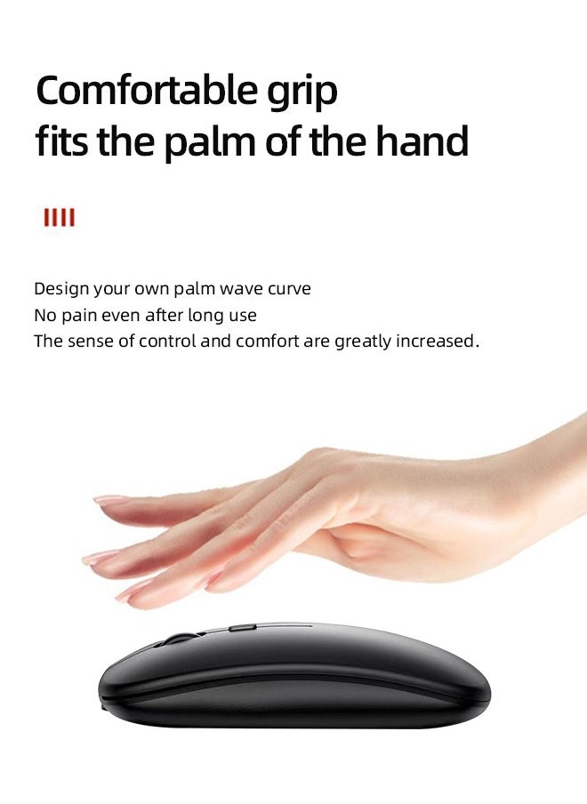 ZORIK - Ultra-Thin Wireless Bluetooth Mouse ,Bluetooth 5.1 + USB, 2.4G Rechargeable 600.0 mAh M40 Wireless Silent Mouse Ergonomic Design 3 Adjustable DPI Black - Image 1
