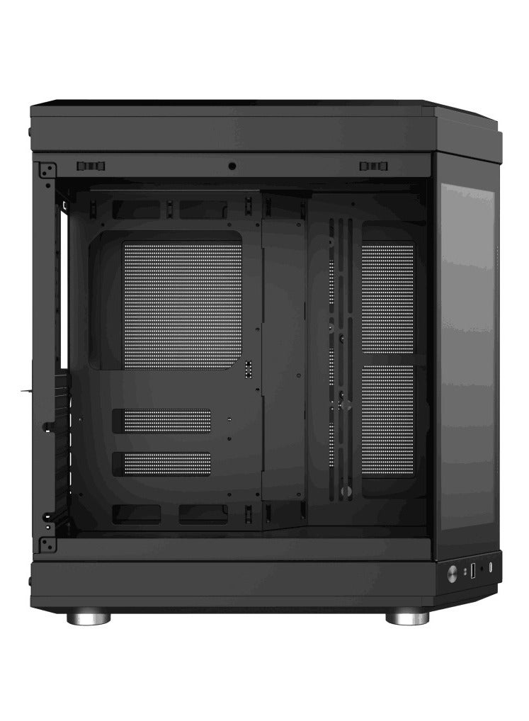 هووك كيس ألعاب هوك تايتان، 6 مراوح PWM ARGB تحتوي علي شاشة LCD مقاس 12 بوصة – كيس كمبيوتر عالي الأداء بزجاج مقوى مع شاشة مدمجة وجهاز تحكم ARGB – أسود - Image 4