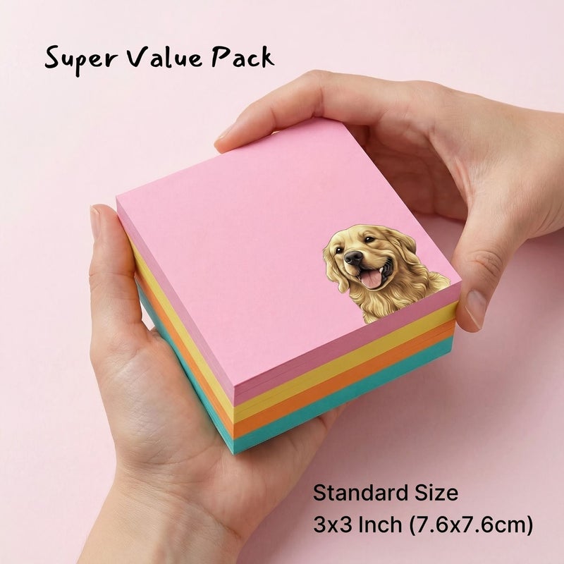 5 Random Color Sticky Notes Set Square Kawaii Animal Memo Pads Student Planner Gift - Image 1