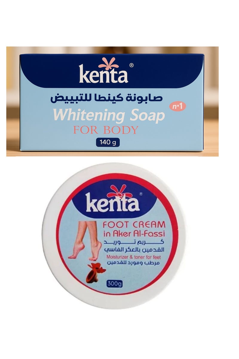 Kenta Whitening Soap for Body 140g + Kenta Foot Cream with Aker Al-Fassi 300g - Image 4