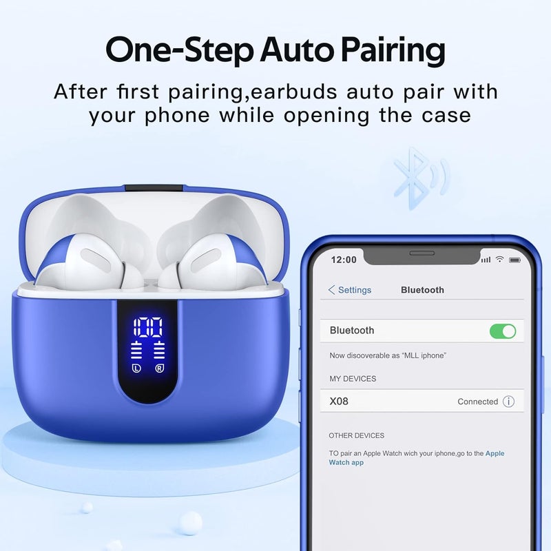 TAGRY Bluetooth Headphones True Wireless Earbuds 60H Playback LED Power Display Earphones with Wireless Charging Case IPX5 Waterproof in-Ear Ear buds with Mic for TV Smart Phone Laptop Computer Sports - Image 5