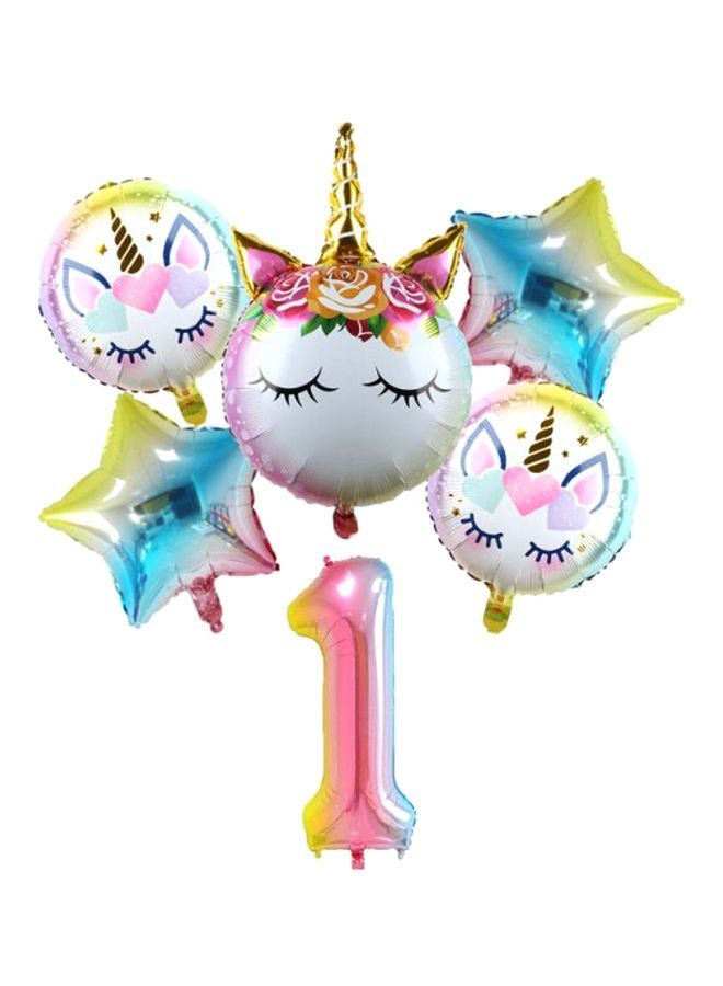 NIBEMINENT 6-Piece Rainbow Unicorn Printed Balloon Set - Image 1