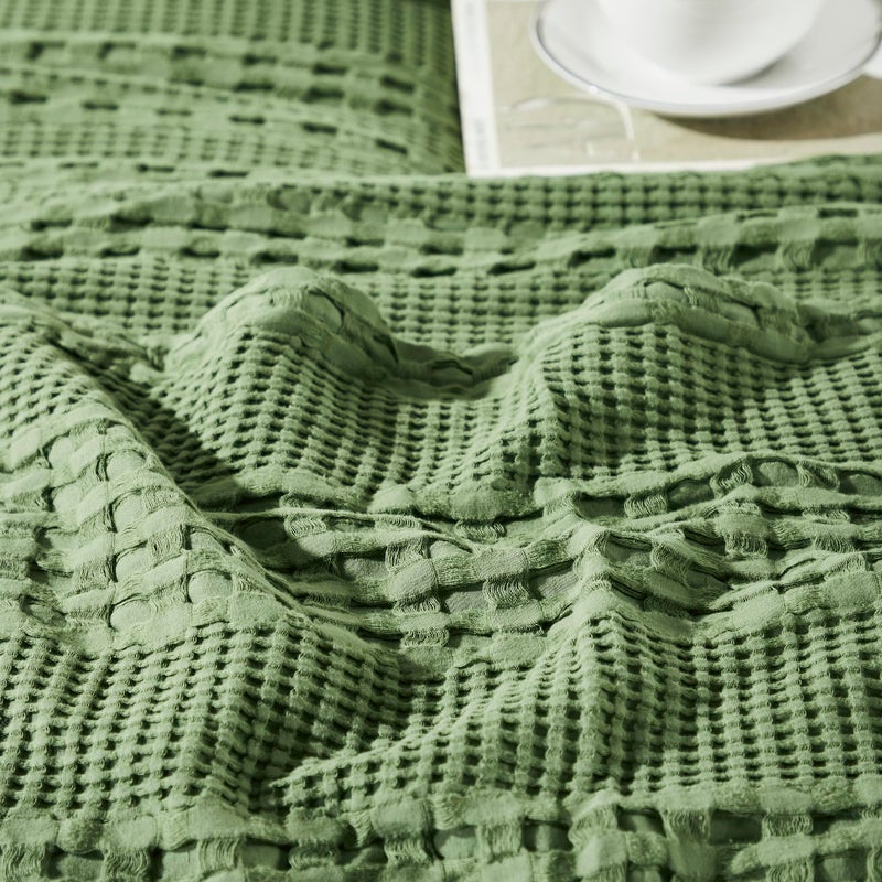 VHC Brands Waffle Weave Olive Green Pillow Cover Set of 2 24x24  Decorative Throw Pillow Covers/Shams  Boho Farmhouse Bedroom  Living Room Decor - Image 3