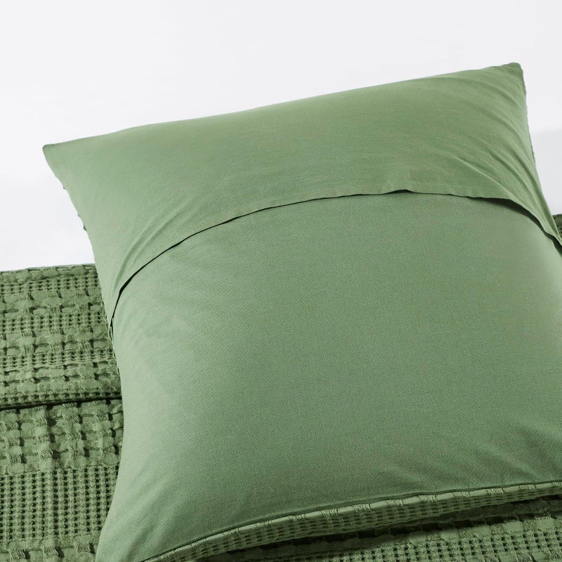 VHC Brands Waffle Weave Olive Green Pillow Cover Set of 2 24x24  Decorative Throw Pillow Covers/Shams  Boho Farmhouse Bedroom  Living Room Decor - Image 5